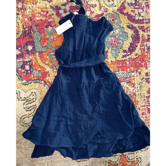 Tie Waist Navy Mini Dress (S) - Picture 3 of 4